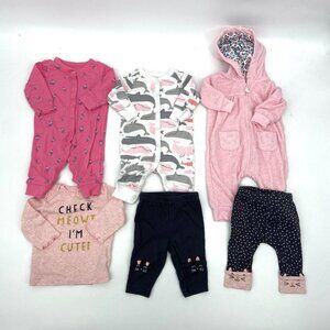 3 MONTHS Set of 5 Baby Girl Pajamas Random Brands